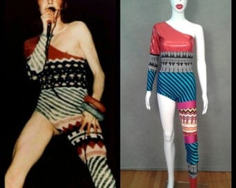 MADE TO ORDER Limited Edition David Bowie Inspired One Shoulder-One Leg Bodysuit Costume