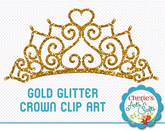 Gold Glitter Crown Clip Art | Crown Graphics | Digital Download PNG File | Designer Resources | Faux Gold Glitter Graphics | Crown Clip Art