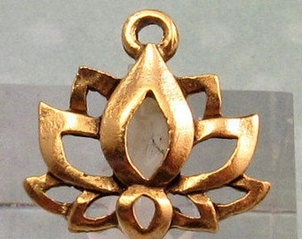 Lotus Flower Charm, Antique Gold, 2 Pieces, AG245