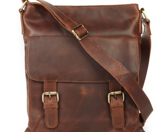 Brown Leather Cross Body Bag, Messenger bag