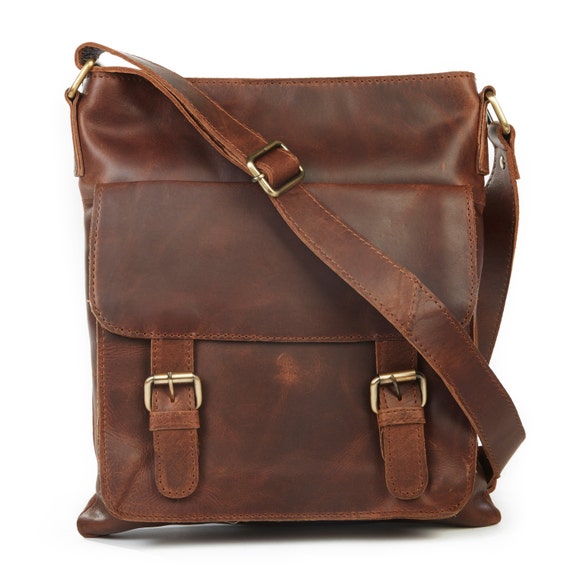 Brown Leather Cross Body Bag Messenger bag