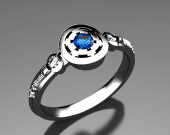 empirial star wars engagement ring in silver palladium or gold sapphire moissanite - Star Wars Wedding Ring empirial star wars engagement ring in silver palladium or gold sapphire moissanite - Star Wars Wedding Ring