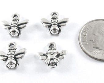 TierraCast Pewter Charms-Silver SMALL HONEY BEE (4)
