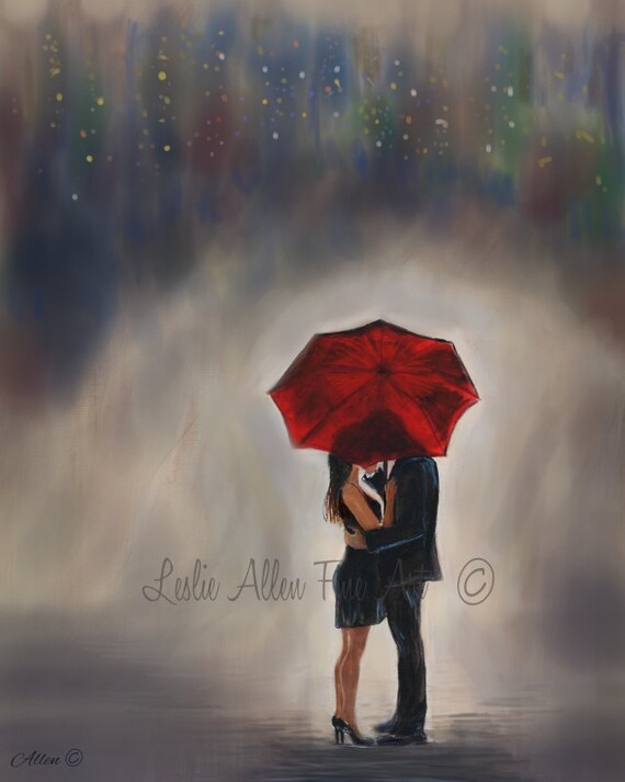 Couple Art Couple Painting Couple Art Print City Lights LOVE