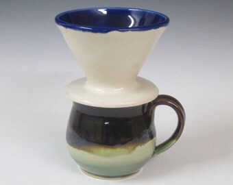 Drip coffee maker / handmade / pottery / green / by SookjaeArt