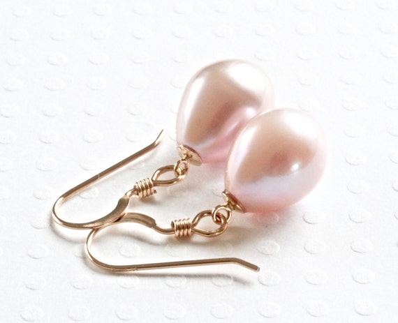Pink Pearl Earrings Real Pearl Earrings Pearl Drop Earrings