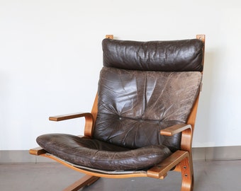 Oddvin Rykken Leather Bentwood Armchair, Norway