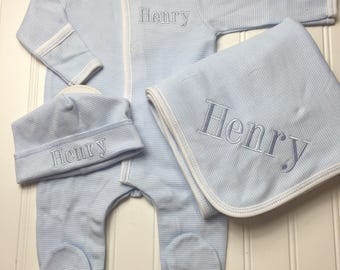 Baby boy coming home outfit, baby boy coming home outfit, Monogrammed footie monogram gown, converter gown, Baby gift, Monogrammed sleeper