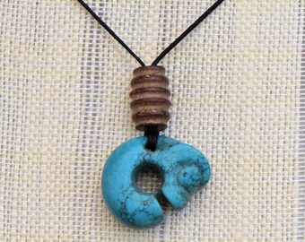 Ancient Turquoise Coiled Dragon Pendant Necklace with Ancient and Antique Jade Beads by NeoWare