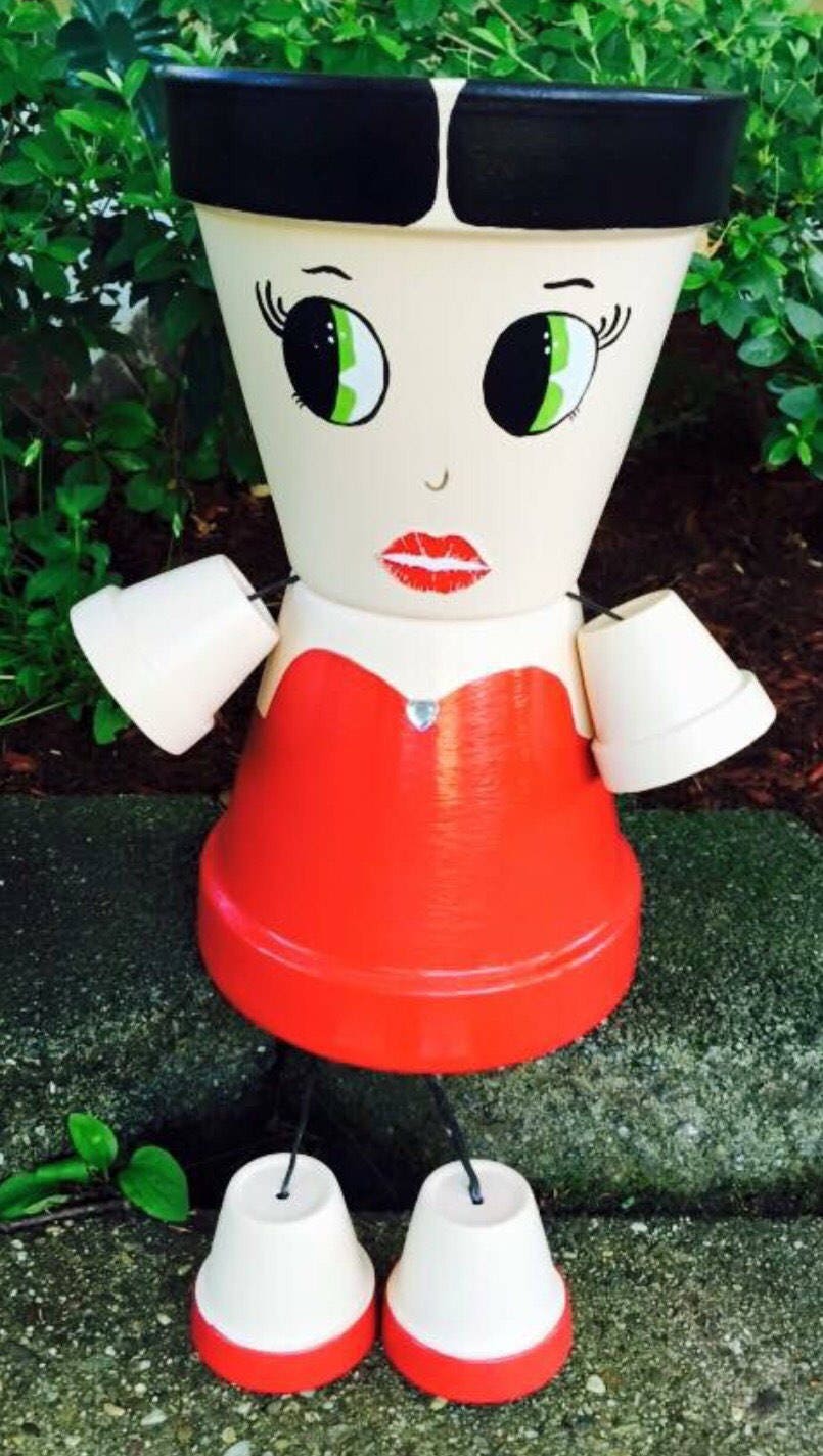 Betty Boop Planter Clay Pot People Planter Hand Painted