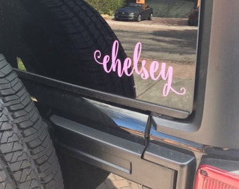 Personalized Car Decal Car Decal for a Woman Name Car Decal Handwritten font decal curly name decal laptop decal name name label decal