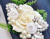 bespoke brooch, flower, Alternative, ladies buttonhole, Grooms boutonniere, buttonhole, Wedding corsage, wedding accessories, corsage,