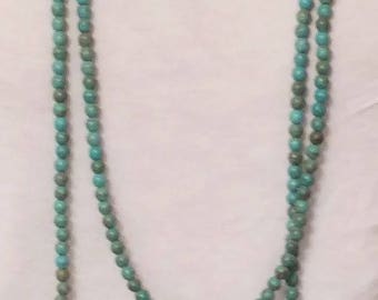 Long Turquoise Necklace - Blue Necklace - Double Wrap - Single - NECKLACE IN PHOTO is 50" Long