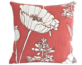 Faded Brick Red Poppyfield Kravet Linen Pillow Cover by Thom Filicia