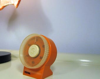 Vintage French TEFAL Kitchen Timer Orange Color Kitchen Timer Made in France 70s