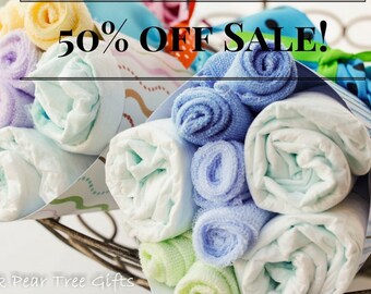 NEW Baby Bouquet, Washcloth Bouquet, Baby Shower Gift - The Kristin Collection