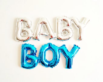 BABY BOY balloon blue mylar - baby shower birth announcement gender reveal - Air Fill Only