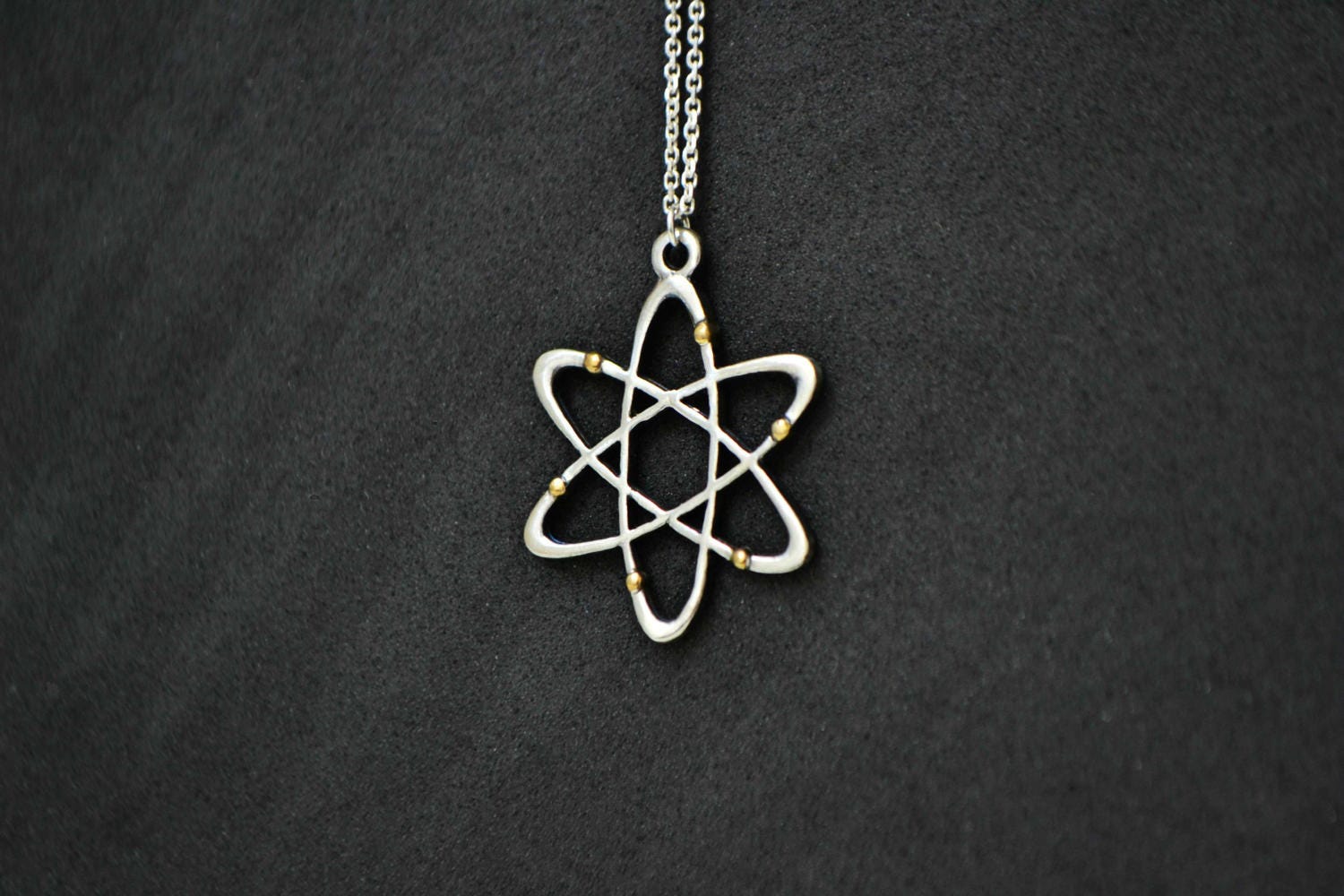 Science Jewelry 925 Sterling Silver Atom Necklace Science