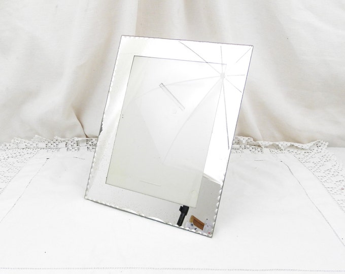Vintage French Glass Beveled Mirrored Picture / Portrait Frame, French Decor, Brocante Chateau Shabby Chic from France, Retro Mirror Frame