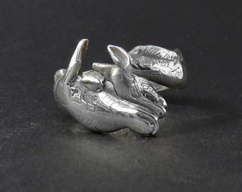 Giraffe and Baby ring - Mother's Day Gift - Animal Ring - Totem Ring - Animal Jewelry - Sterling Silver Giraffe Ring - Africa Ring