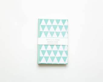 Blank Sketchbook // Journal - Turquoise with White Triangle Pattern - Handmade Blank Book - Geometric Notebook - Hardcover Journal