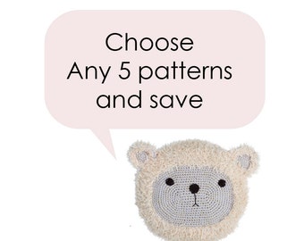 Crochet Pattern Bulk Buy Discount - Save - Any 5 Patterns by Roaming Pixies