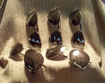 PERSONALIZED SUNGLASSES Engraved Free with a Name. MIRROR lens. For all your Wedding party. Sports team name,B.Day, any outdoor activity.