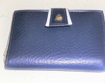 Blue Simulated Leather Vintage Womens Wallet Bill Fold Made in Japan 1960