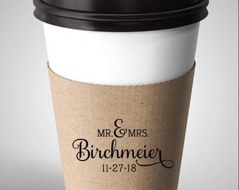 Coffee Sleeve Rubber Stamp, Custom Coffee Sleeve, Wedding Favor Rubber Stamp, Birchmeier