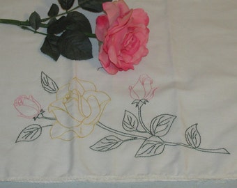 Vintage yellow rose pillowcase