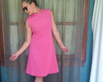 1960s Bubblegum Pink Shift Dress 60s Mod Dress Vintage Pink Dress Classic 60s Dress Twiggy Dress 60s Shift Dress Mad Men Sleeveless Dress