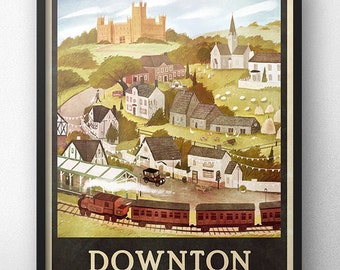 Downton Abbey Inspired Travel Poster - Vintage Retro Style