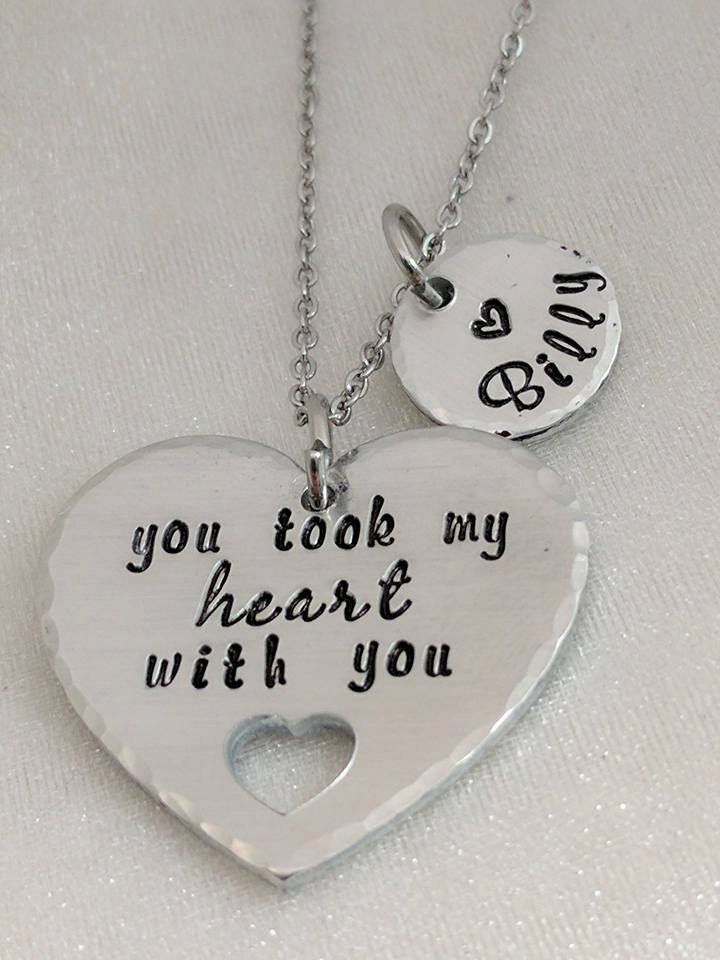 Sympathy Gift Memorial Gift Personalized Heart Necklace