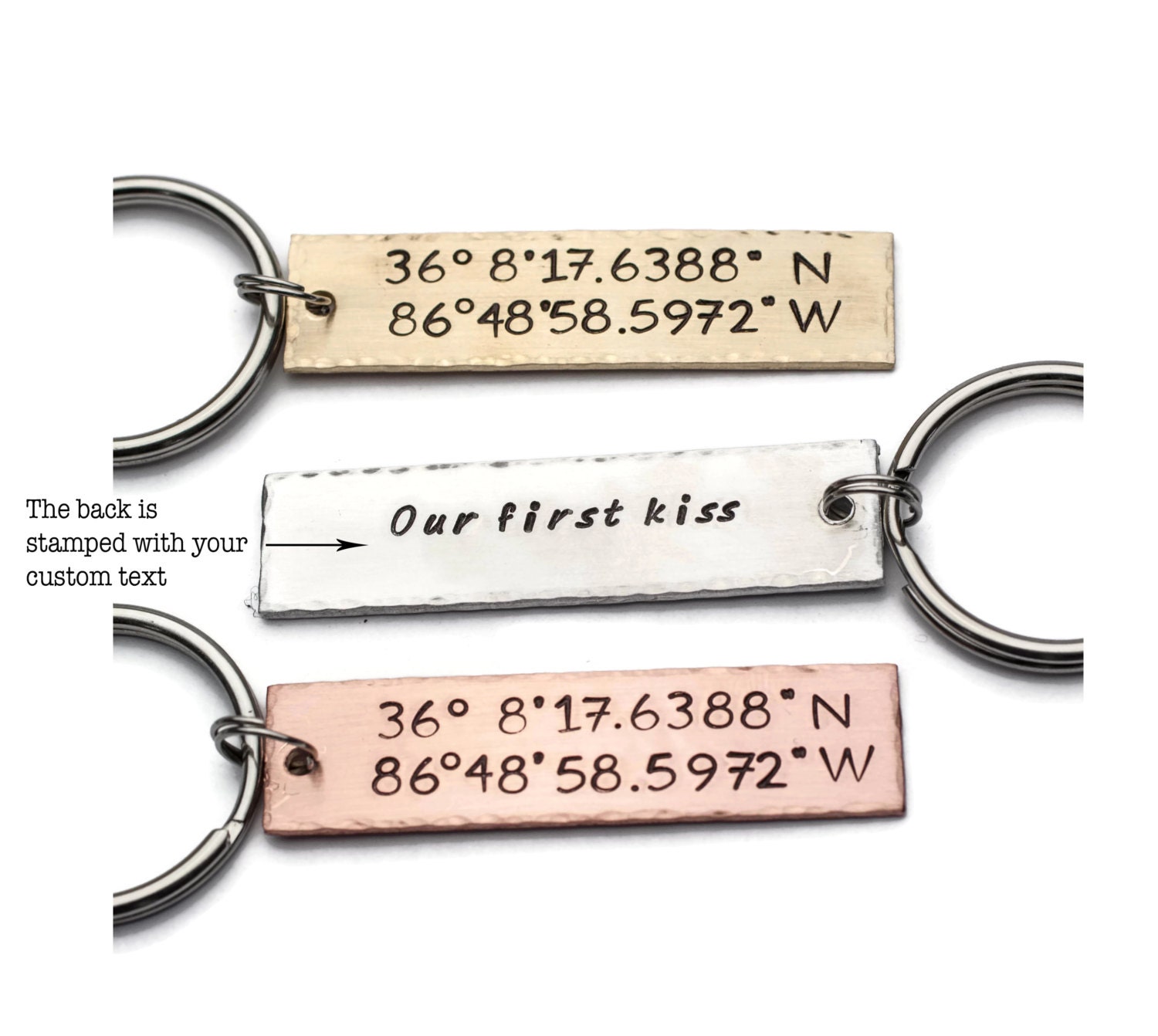 Latitude Longitude Keychain, Personalized Keychain, GPS Coordinates, Key Chain, Custom Coordinates Keychain, , Girlfriend Gift