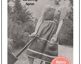 1940's Gardening Apron Pattern - PDF Sewing Pattern - PDF Instant Download