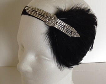 Silver rhinestone headband, crystal deco fascinator great gatsby roaring 20s fascinator, flapper Halloween costume headpiece Art Deco