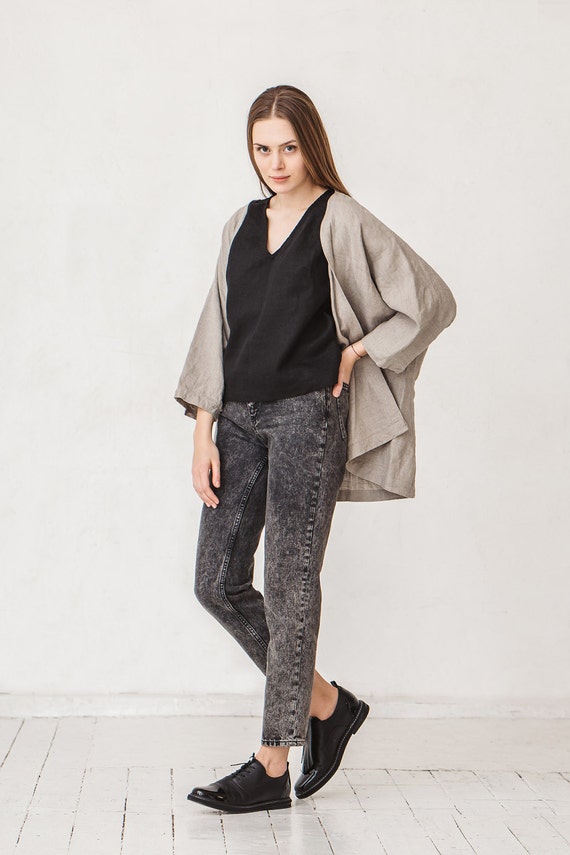 Linen kimono jacket Natural linen grey kimono jacket Linen