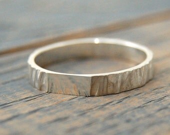 Rustic wedding ring for women, Tree Bark Silver Ring, Wedding band women silver, Women wedding Ring, wedding rings for women