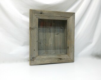 Rustic Shadow Box Display Cabinet Wall Shelf Beach Chic Cottage Chic Distressed Furniture Rustic Frame