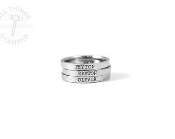 Personalized Name Ring - Engraved Rings - Dainty Ring - Mothers Day Gift - Gifts Under 25 - Silver Ring - Hand Stamped - Custom Name Ring