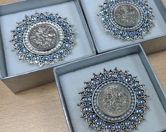 Lucky Sixpence Shoe Clip: A sixpence for your wedding shoe. Vintage style. 45mm