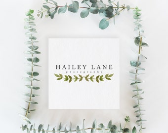 Premade Logo Design | Watercolor Laurel Logo | Floral Leaf Logo | Photography Logo | Small Business Logo | Boutique Logo | PL-030