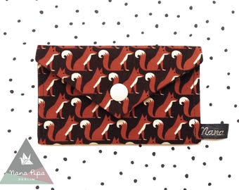 Business Card Holder / Credit Card Holder : Foxes Red & Brown