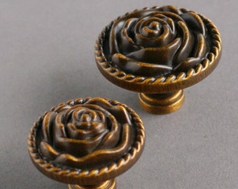 Rose shape cabinet knobs dresser knobs coffee color pastoral style door knobs 057