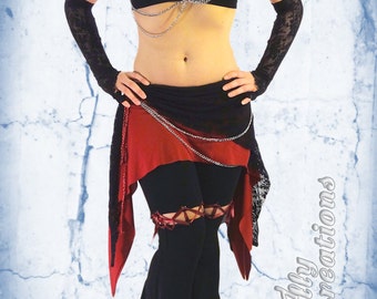 Tribal Fusion Hip Skirt and Bra Set / belly dance costume, tribal bellydance costuming, dance outfit, festival clothing, layered overskirt