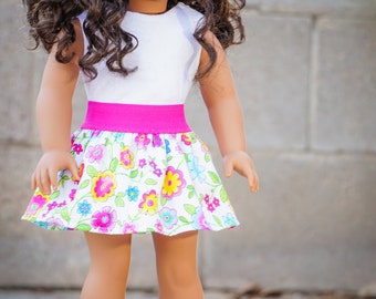 American Girl Doll Skirt and Top made with Liberty Jane Patterns