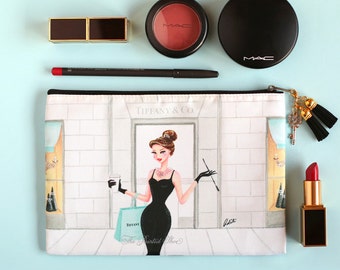 Cosmetic bag, makeup pouch, pouch, purse, fashion, tiffany, art , gift for her, audrey hepburn, cosmetic pouch -Breakfast at Tiffany