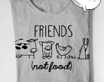 Vegan Shirt Vegetarian T Shirt Tee Mens Womens Ladies Gift Present Animal Lover Statement Tee Animal Rights Rescue Friends Not Food Shirt