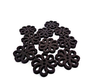 wooden buttons, wood flower buttons, dark wood buttons, laser cut buttons, sewing buttons, cardmaking supplies, uk wooden buttons