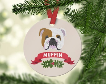 English Bulldog Ornament - Custom Dog Ornament - English Bulldog Gift - Personalized Christmas Ornament - Pet Gift - Family Dog - Dog Owner